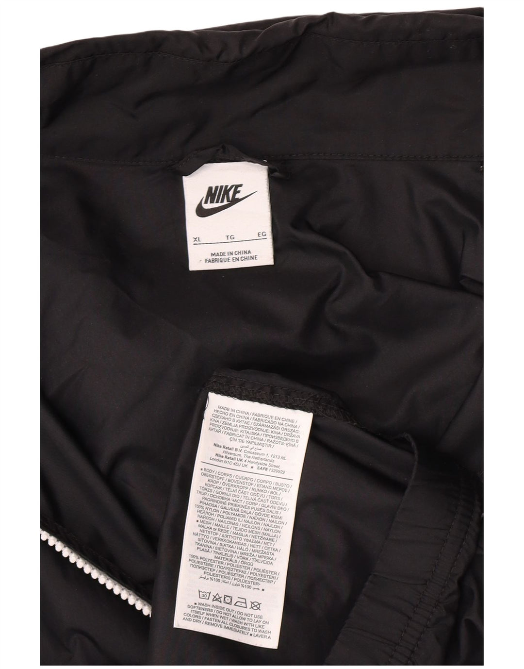 Nike Mens Hooded Rain Jacket XL Black Nylon