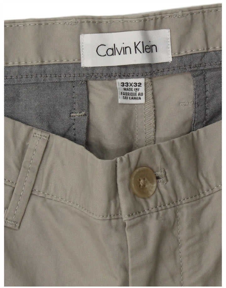 CALVIN KLEIN Mens Straight Chino Trousers W33 L32  Grey Cotton