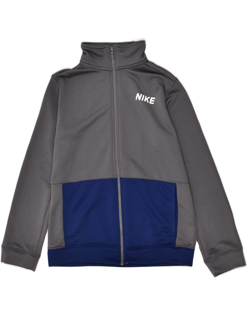 NIKE Boys Tracksuit Top Jacket 11-12 Years Large Grey Colourblock | Vintage Nike | Thrift | Second-Hand Nike | Used Clothing | Messina Hembry 