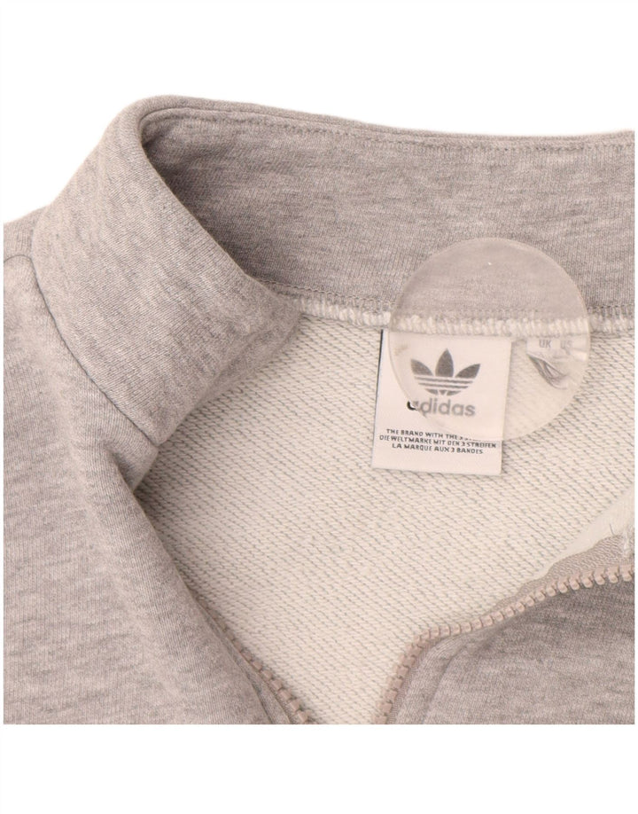 Adidas Womens Oversized Graphic Sweatshirt Jumper UK 10 Small Grey Flecked