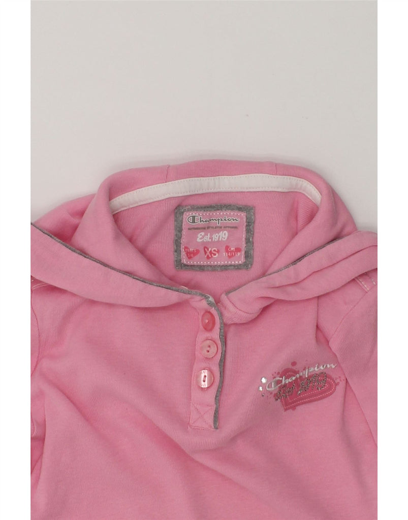 CHAMPION Girls Hoodie Jumper 5-6 Years XS Pink Cotton | Vintage Champion | Thrift | Second-Hand Champion | Used Clothing | Messina Hembry 