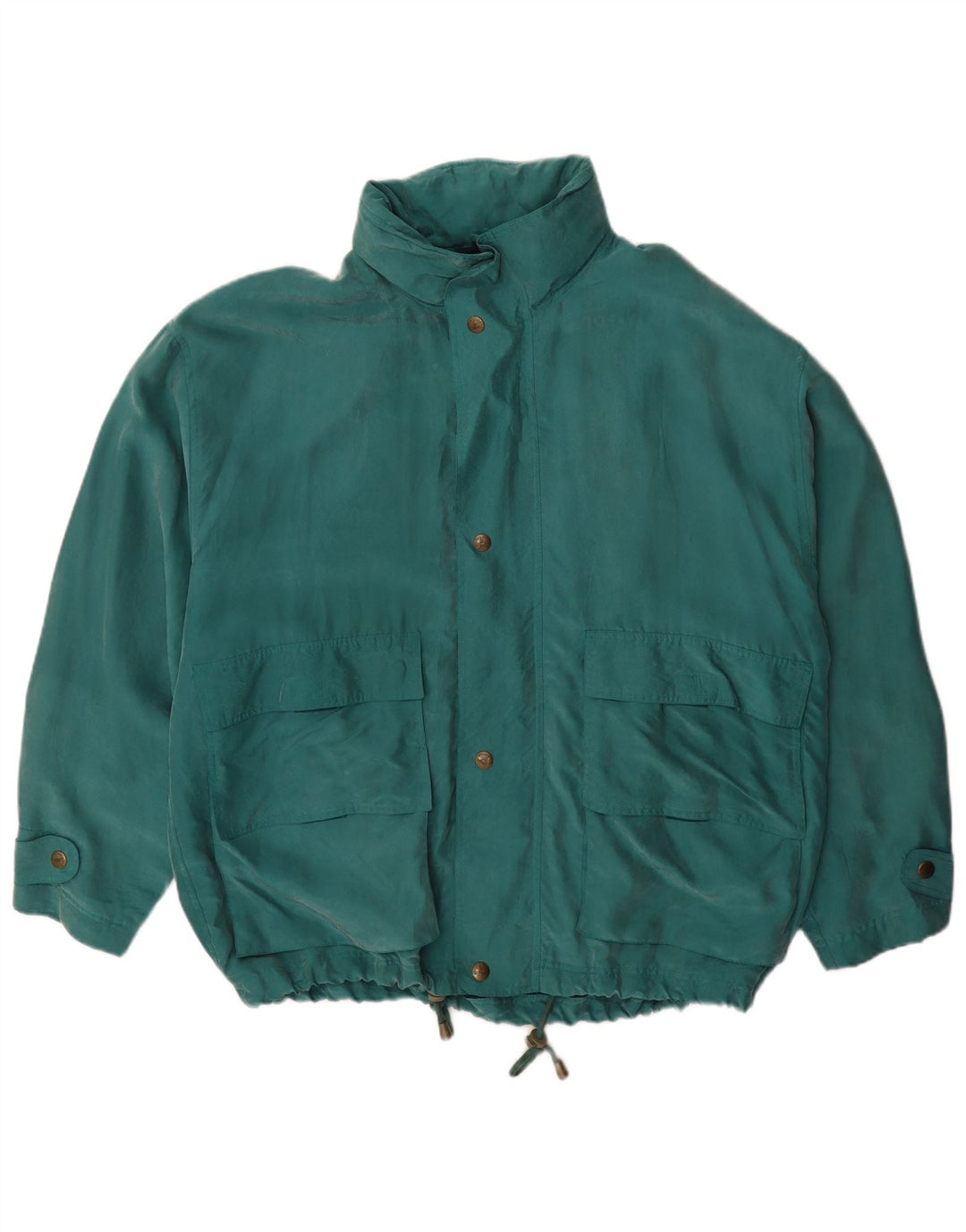 Vintage Mens Hooded Rain Jacket UK 40 Large Green Silk