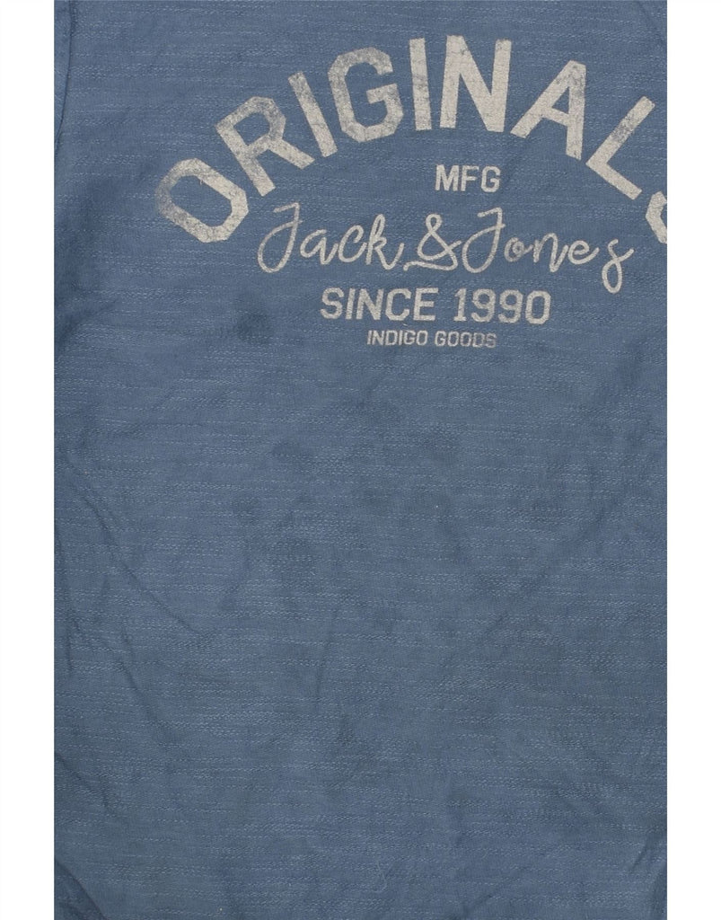 JACK & JONES Mens Graphic Top Long Sleeve Small Navy Blue Cotton | Vintage Jack & Jones | Thrift | Second-Hand Jack & Jones | Used Clothing | Messina Hembry 