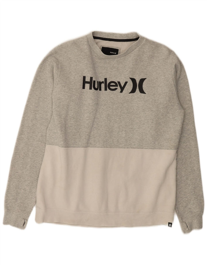Hurley Mens Graphic Sweatshirt Jumper Medium Grey Colourblock Cotton
