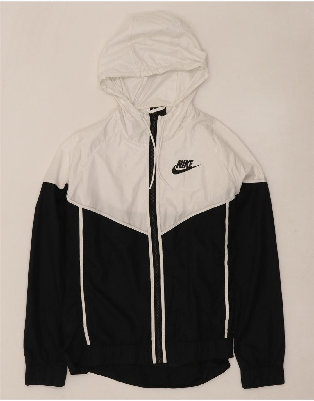 NIKE Mens Hooded Rain Jacket UK 40 Large Black Colourblock Polyester