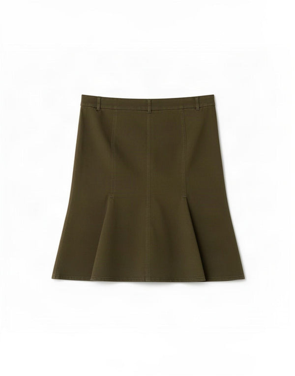 Trussardi Womens Trumpet Skirt IT 42 Medium W30 Khaki Cotton