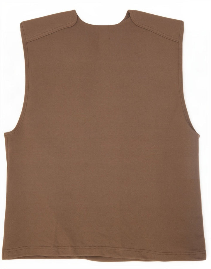 Zara Womens Oversized Vest Top UK 10 Small Brown Cotton