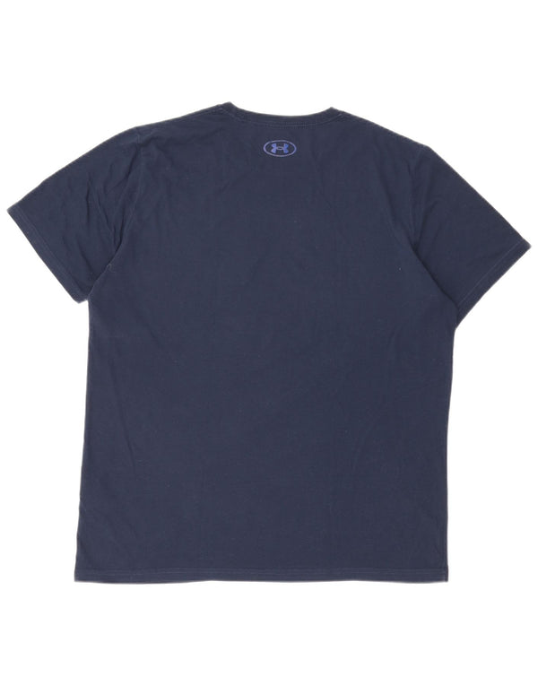 Under Armour Mens Heat Gear Graphic T-Shirt Top Large Navy Blue Cotton