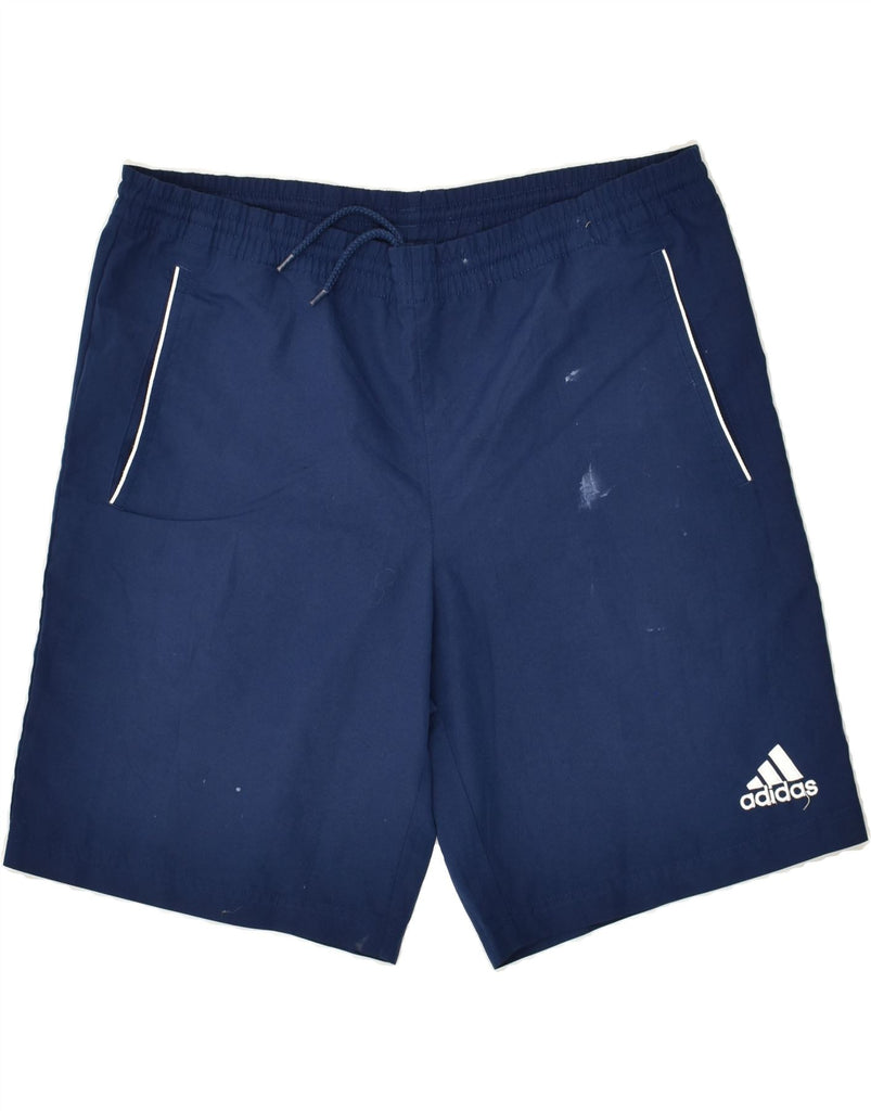 ADIDAS Mens Sport Shorts Large Navy Blue Polyester | Vintage Adidas | Thrift | Second-Hand Adidas | Used Clothing | Messina Hembry 