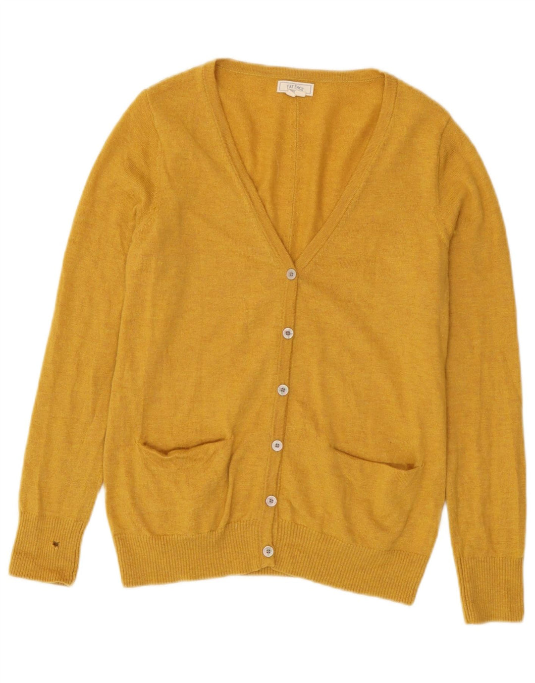Fat Face Womens Cardigan Sweater UK 12 Medium  Yellow Wool