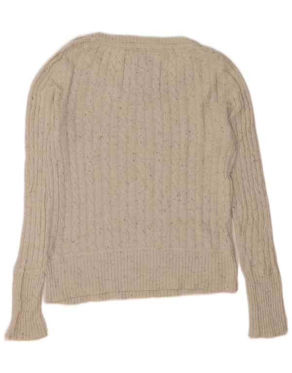 Superdry Womens Boat Neck Jumper Sweater UK 16 Large Off White Flecked