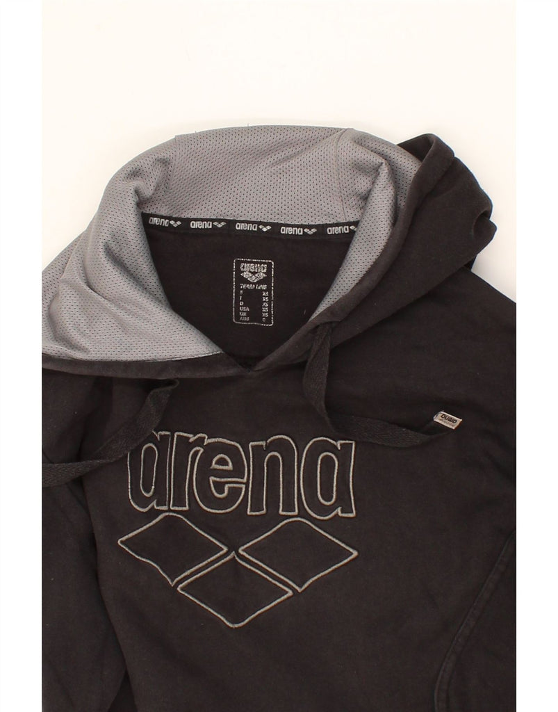 ARENA Mens Graphic Hoodie Jumper XS Black Cotton Vintage Arena and Second-Hand Arena from Messina Hembry 