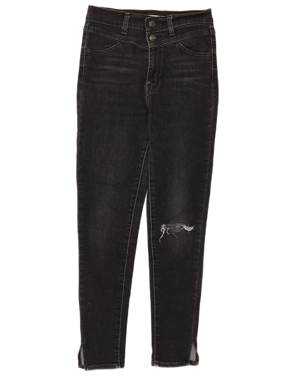 Levi's Womens Distressed Skinny Jeans W27 L27 Black Cotton