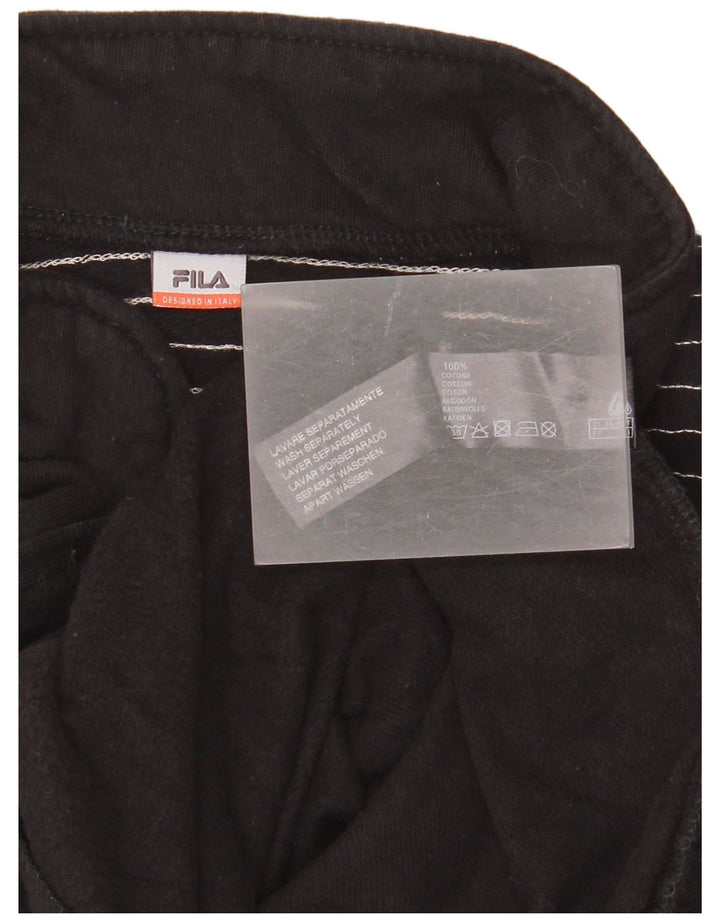 Fila Womens Tracksuit Top Jacket UK 12 Medium Black Striped Cotton