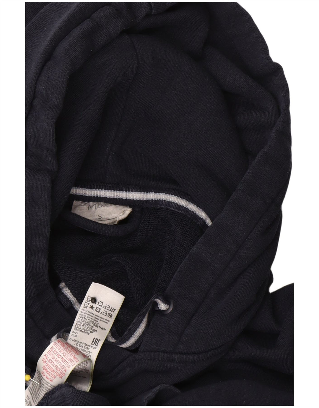 Marks & Spencer Mens Hoodie Jumper Small Navy Blue Cotton