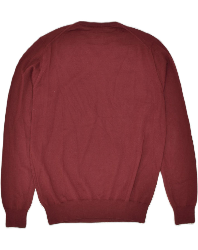 DACK'S Mens V-Neck Jumper Sweater Large Burgundy Wool | Vintage | Thrift | Second-Hand | Used Clothing | Messina Hembry 