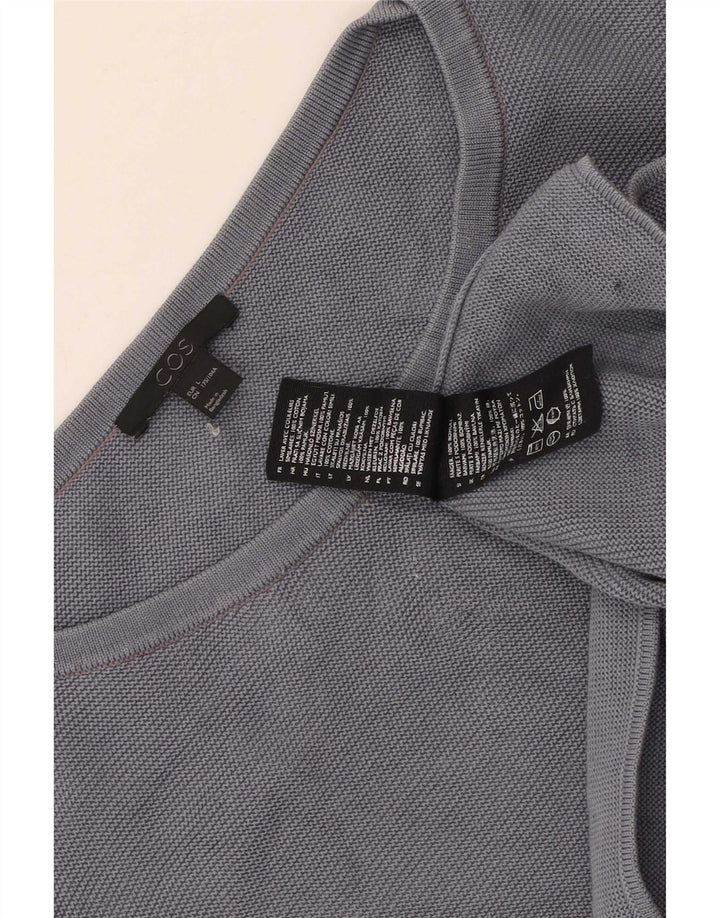 Cos Womens Top 3/4 Sleeve UK 16 Large Grey Cotton