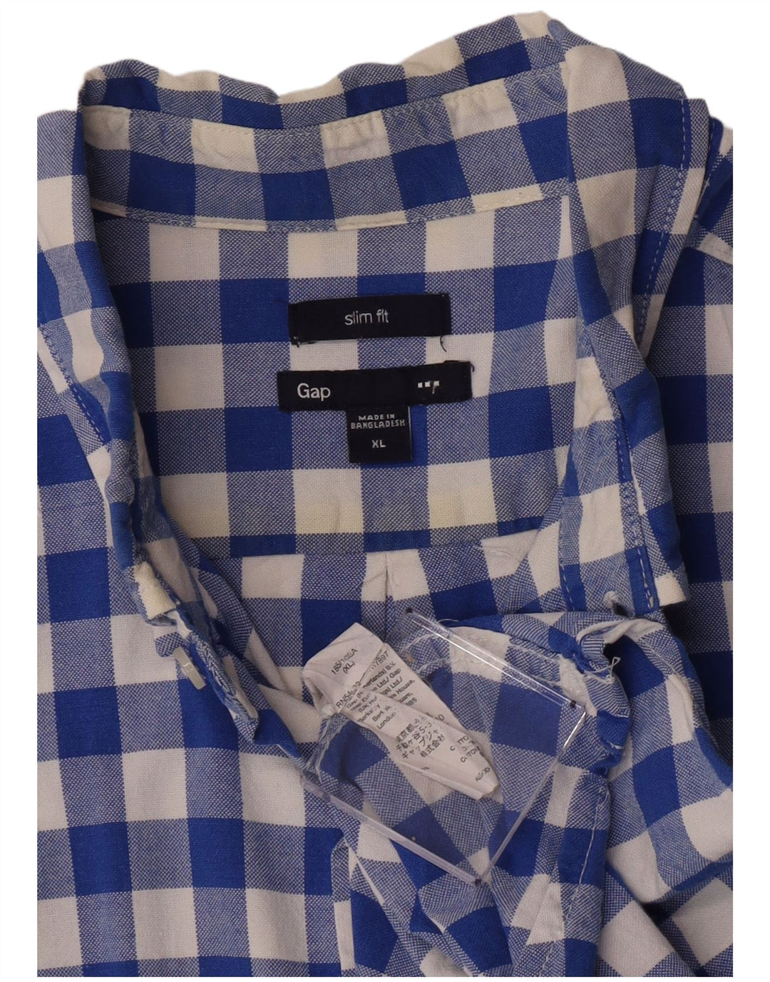 Gap Mens Slim Fit Shirt XL Blue Gingham Cotton