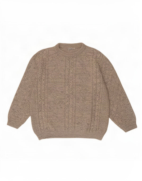 Vintage Mens Boat Neck Jumper Sweater Large Grey Flecked Acrylic