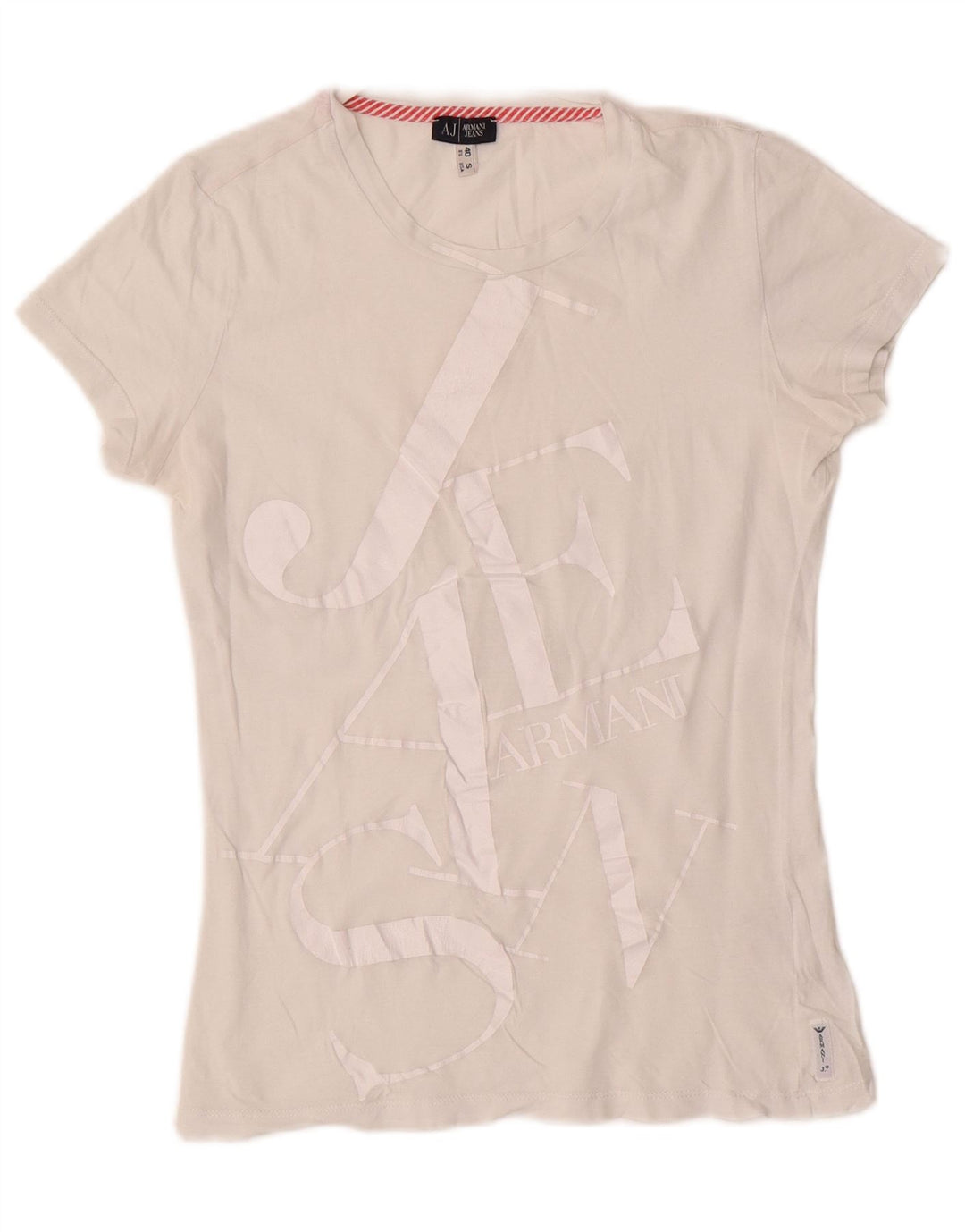 ARMANI JEANS Womens Graphic T-Shirt Top EU 40 Medium White Cotton