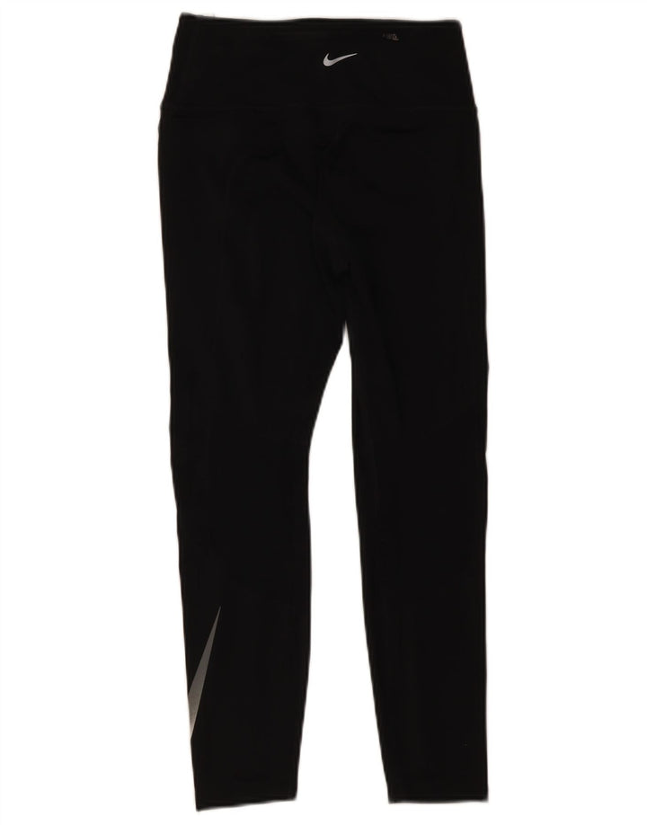 Nike Womens Dri Fit Graphic Leggings UK 10 Small Black Polyester