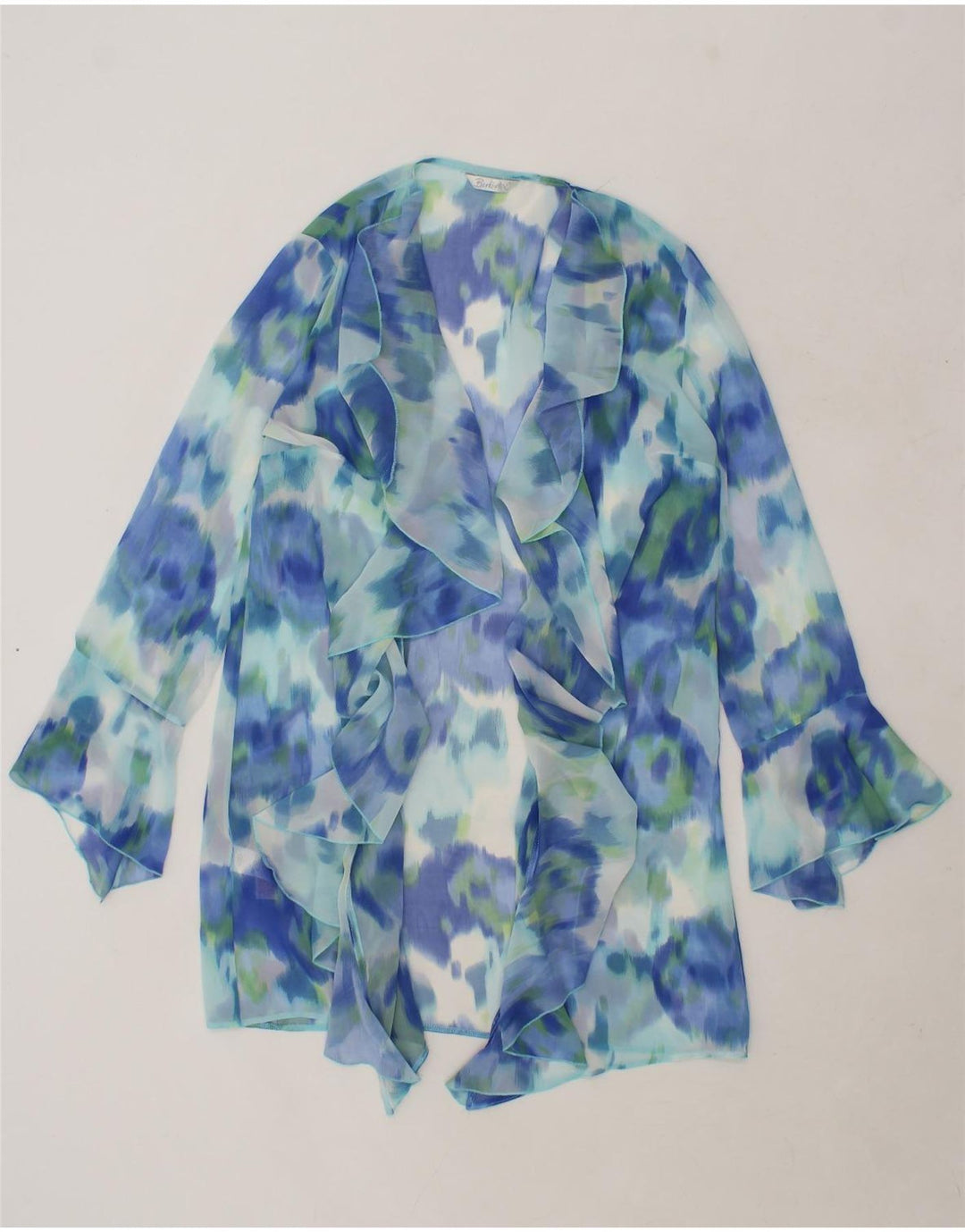 BERKERTEX  Womens See Through Shirt Dress UK 12 Medium Blue Tie Dye Vintage Berkertex and Second-Hand Berkertex from Messina Hembry 