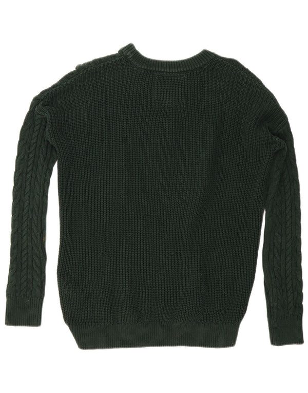 Superdry Womens Graphic Boat Neck Jumper Sweater UK 6 XS Green Colourblock