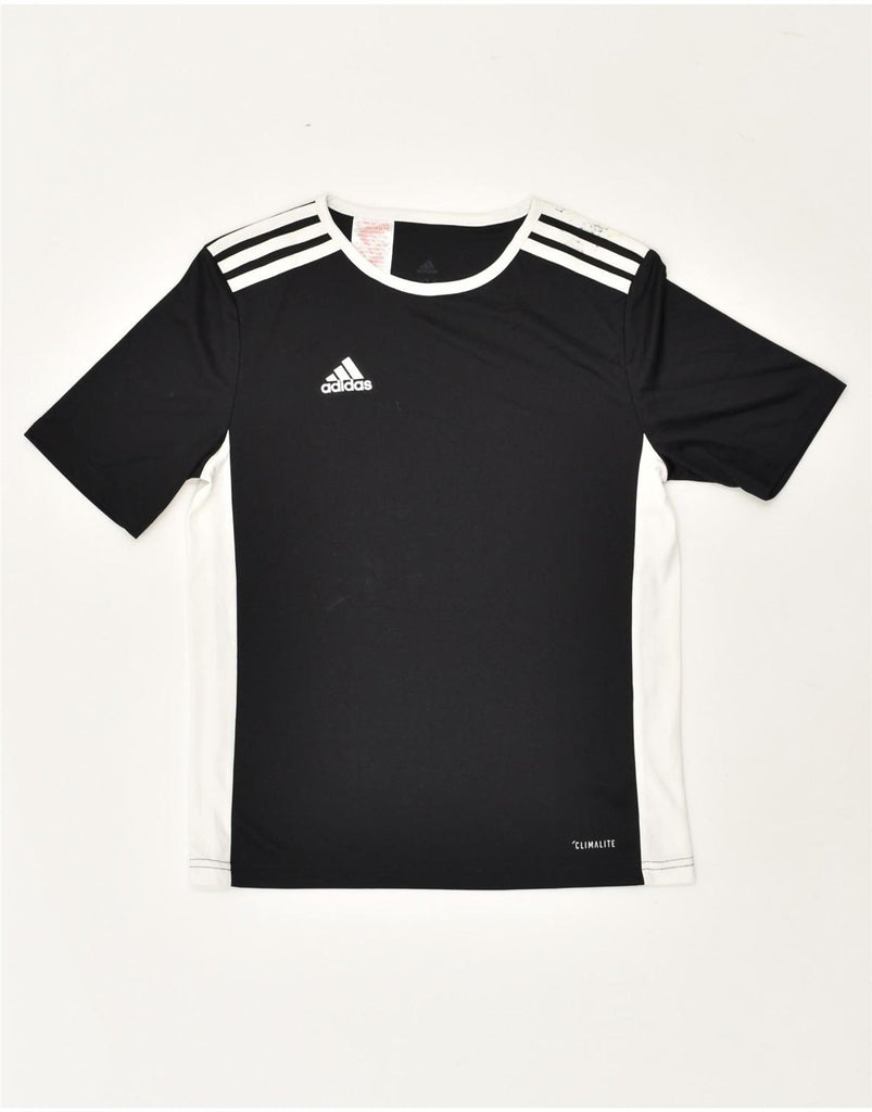 ADIDAS Boys T-Shirt Top 11-12 Years Medium Black Colourblock Polyester | Vintage Adidas | Thrift | Second-Hand Adidas | Used Clothing | Messina Hembry 