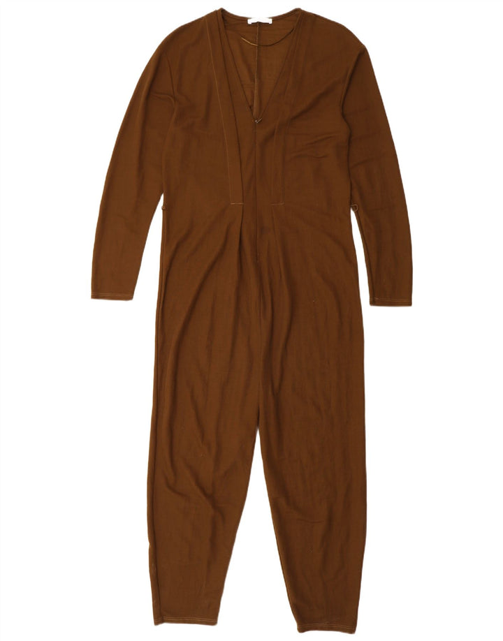 ZARA Womens Long Sleeve Jumpsuit UK 10 Small  Brown Viscose