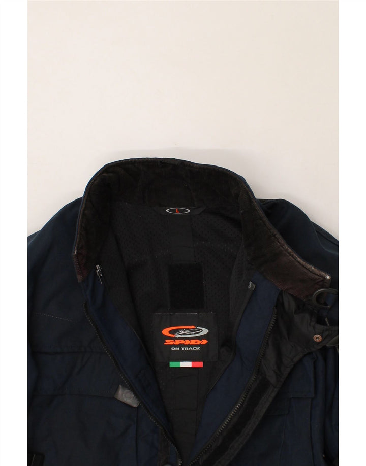 SPIDI Mens Motorcycle Racer Jacket UK 40 Large Navy Blue Polyamide Vintage Spidi and Second-Hand Spidi from Messina Hembry 