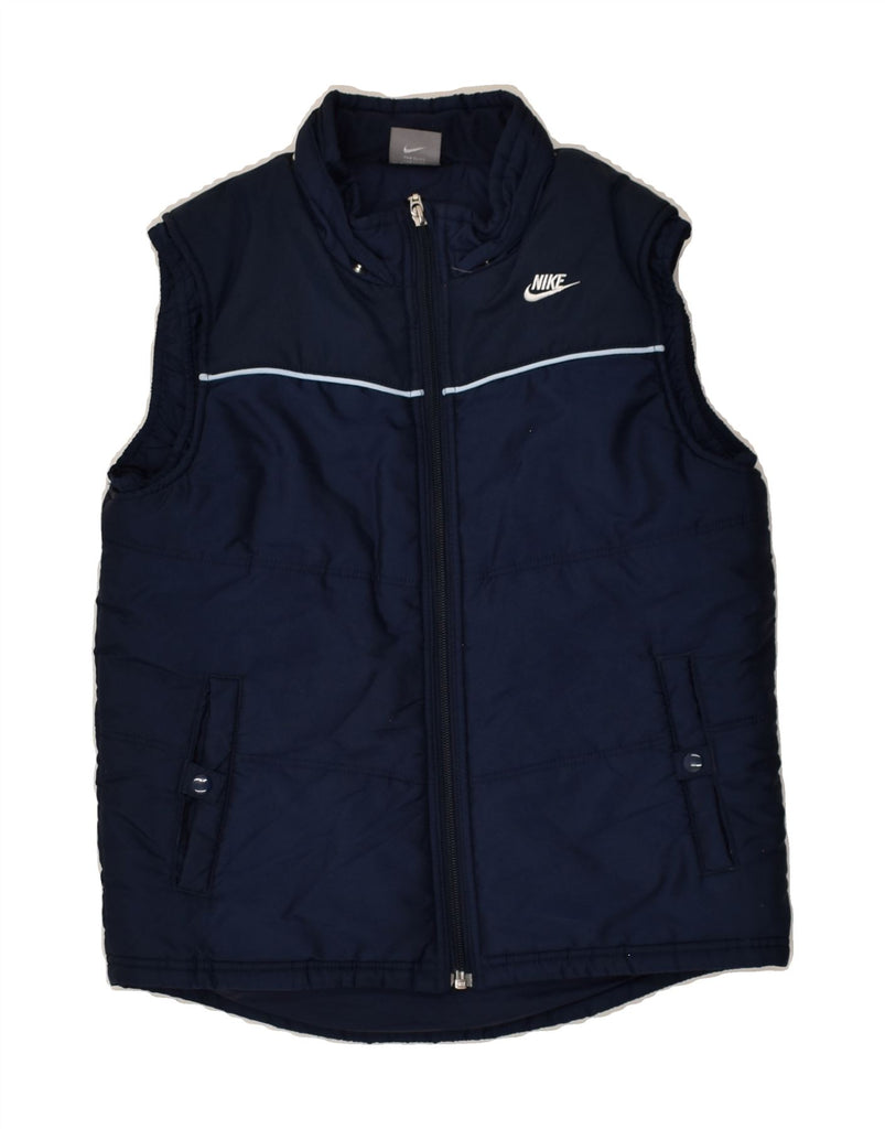 NIKE Girls Padded Gilet 7-8 Years XL Navy Blue Polyester | Vintage Nike | Thrift | Second-Hand Nike | Used Clothing | Messina Hembry 