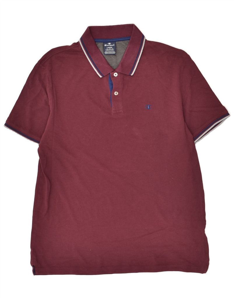 CHAMPION Mens Polo Shirt Large Maroon | Vintage Champion | Thrift | Second-Hand Champion | Used Clothing | Messina Hembry 