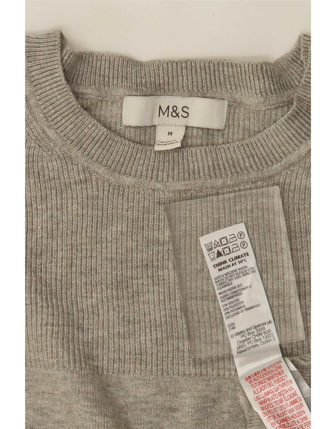 Marks & Spencer Womens Top Long Sleeve UK 12 Medium Grey Viscose