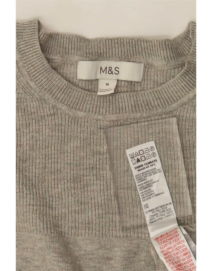 Marks & Spencer Womens Top Long Sleeve UK 12 Medium Grey Viscose