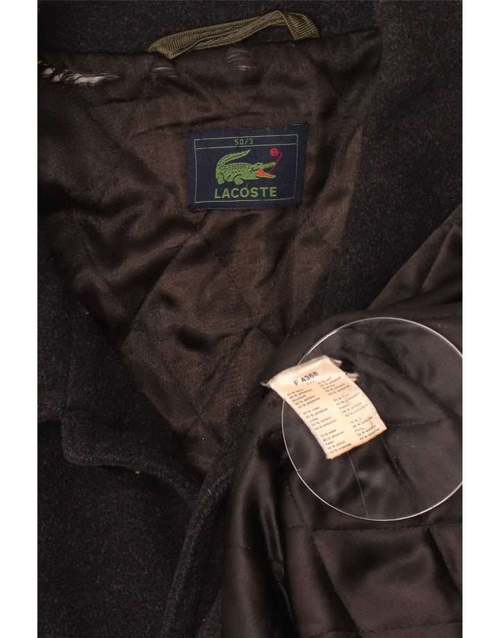 Lacoste Mens Overcoat IT 50 Large Black Wool