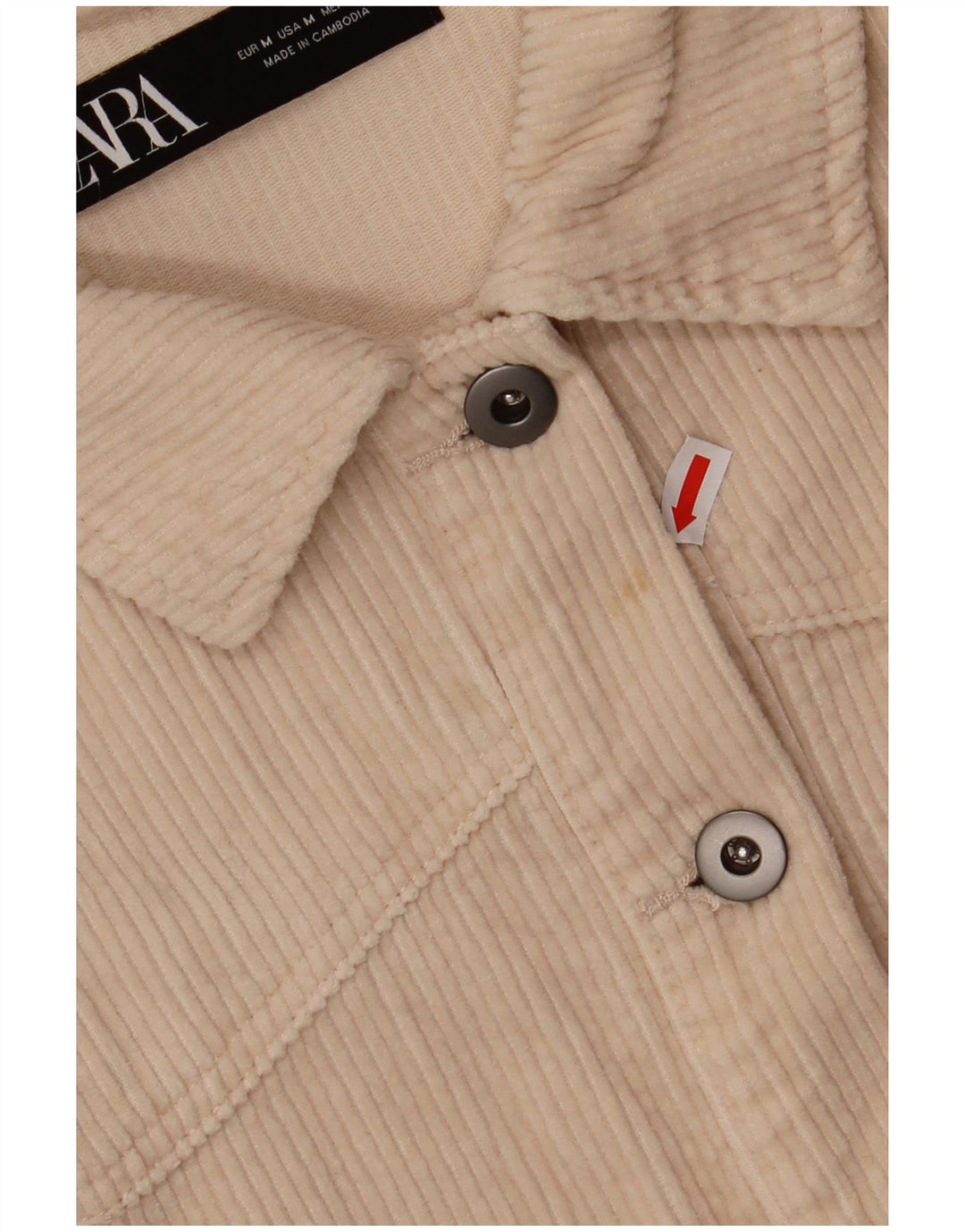 ZARA Womens Oversized Corduroy Shirt UK 14 Medium Off White Cotton