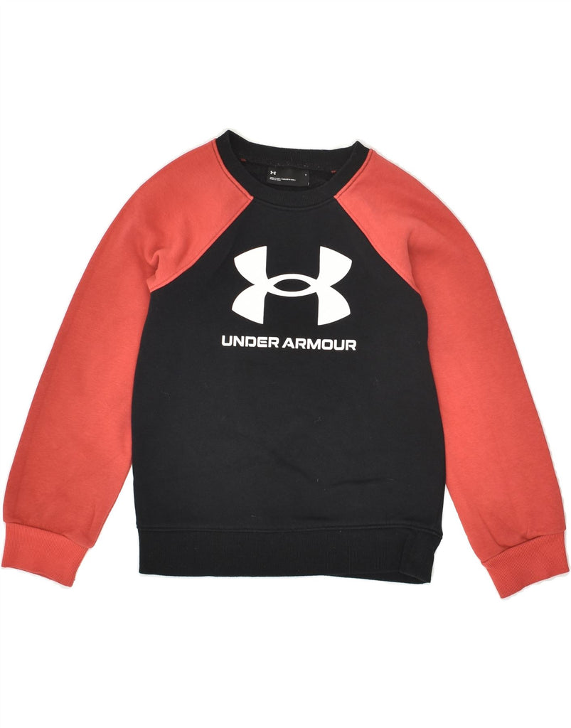 UNDER ARMOUR Boys Graphic Sweatshirt Jumper 6-7 Years Black Colourblock | Vintage Under Armour | Thrift | Second-Hand Under Armour | Used Clothing | Messina Hembry 