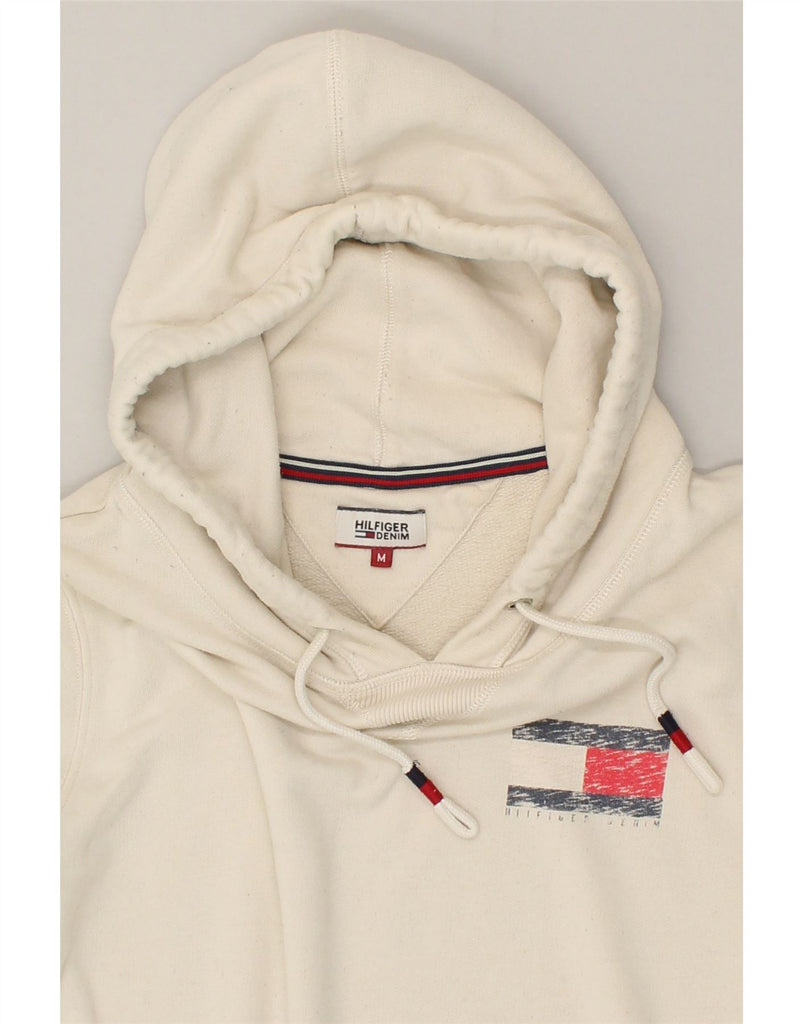 TOMMY HILFIGER Womens Graphic Hoodie Jumper Medium White | Vintage Tommy Hilfiger | Thrift | Second-Hand Tommy Hilfiger | Used Clothing | Messina Hembry 