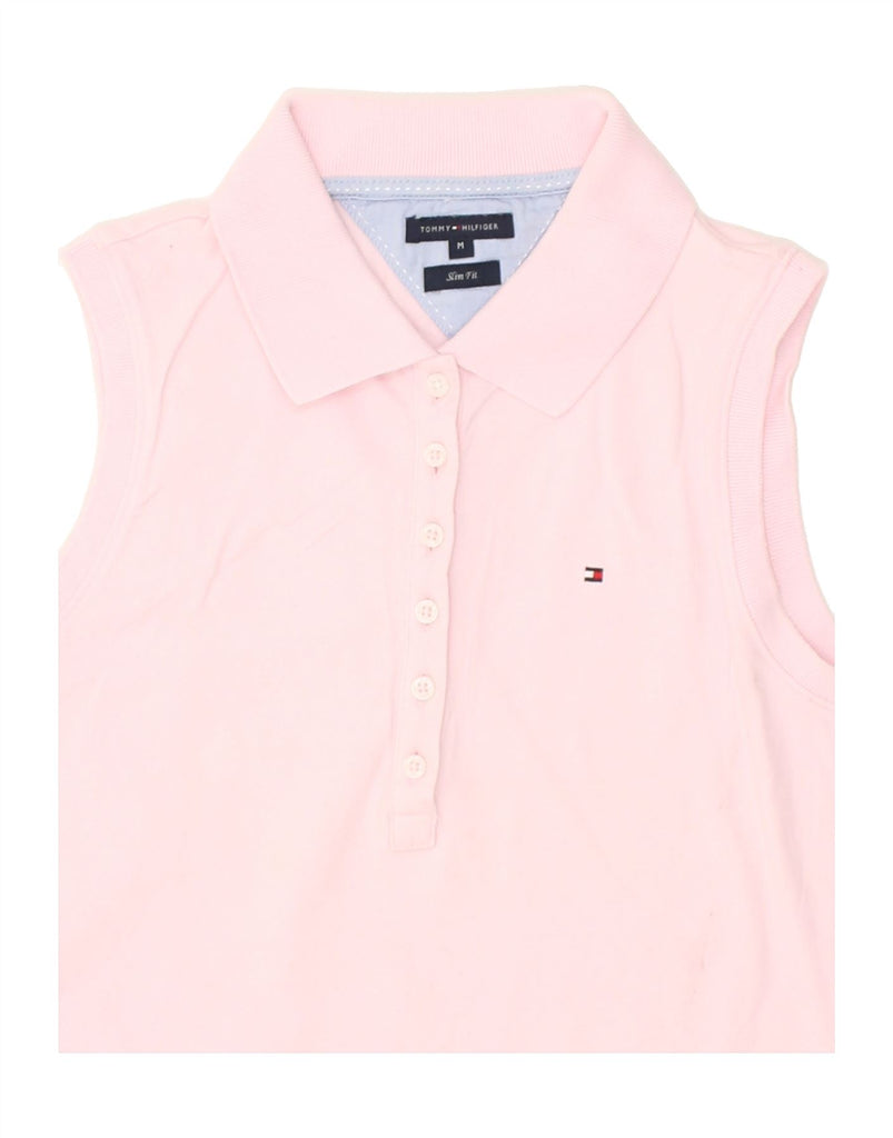 TOMMY HILFIGER Womens Slim Fit Sleeveless Polo Shirt UK 12 Medium Pink | Vintage Tommy Hilfiger | Thrift | Second-Hand Tommy Hilfiger | Used Clothing | Messina Hembry 