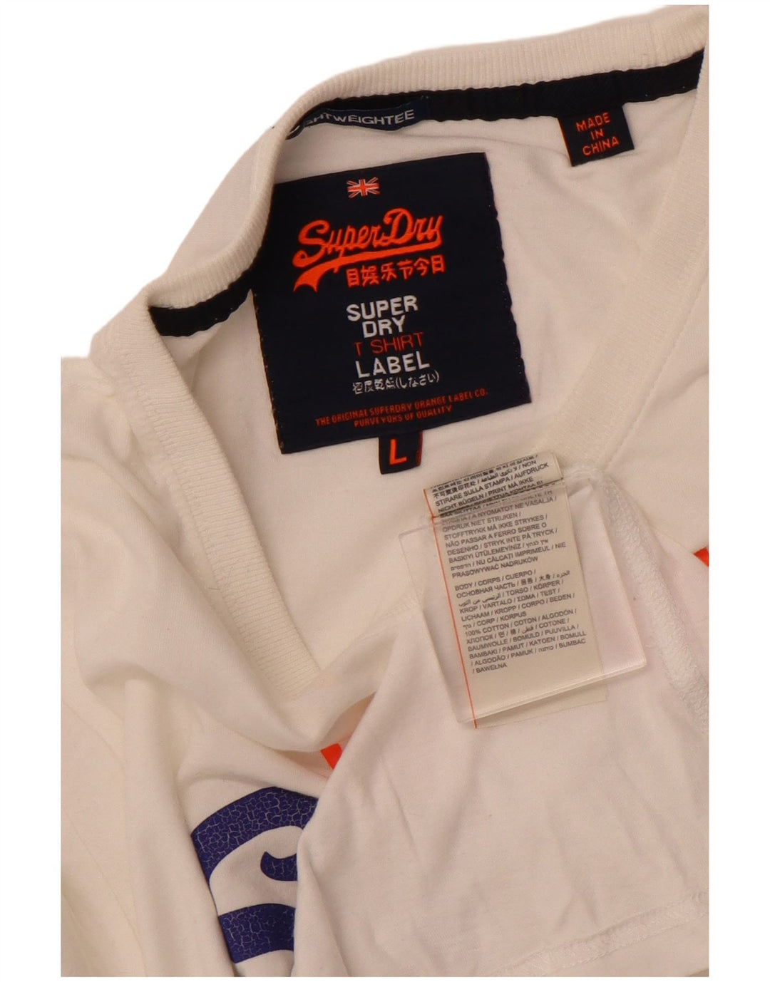 SUPERDRY Mens Graphic T-Shirt Top Large White Cotton