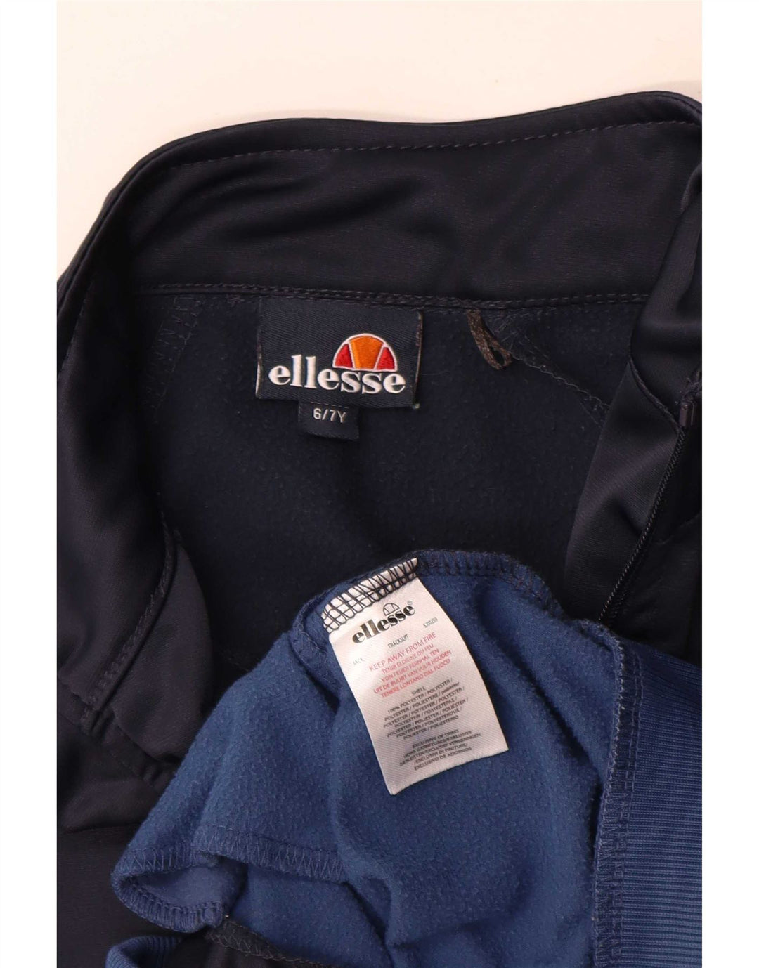 Ellesse Boys Full Tracksuit 6-7 Years Navy Blue Colourblock Polyester