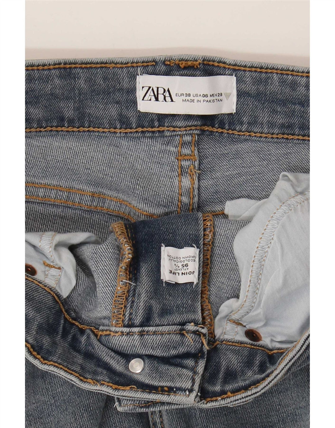 Zara Womens Crop Bootcut Jeans EU 38 Small W28 L26 Blue Cotton
