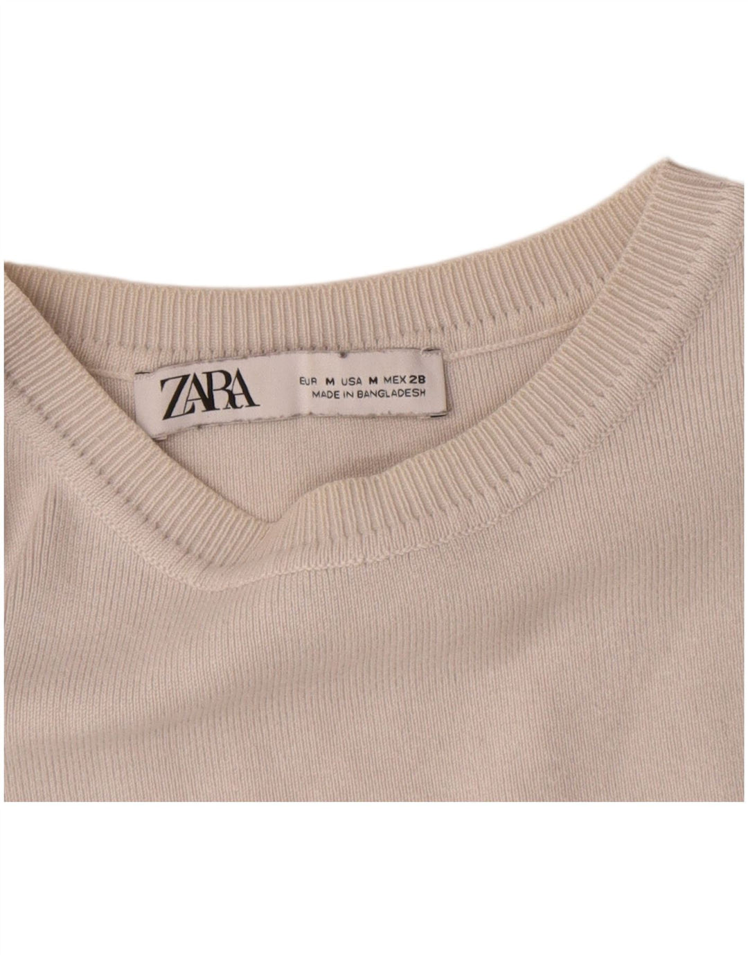Zara Womens Crop Vest Top UK 12 Medium Off White