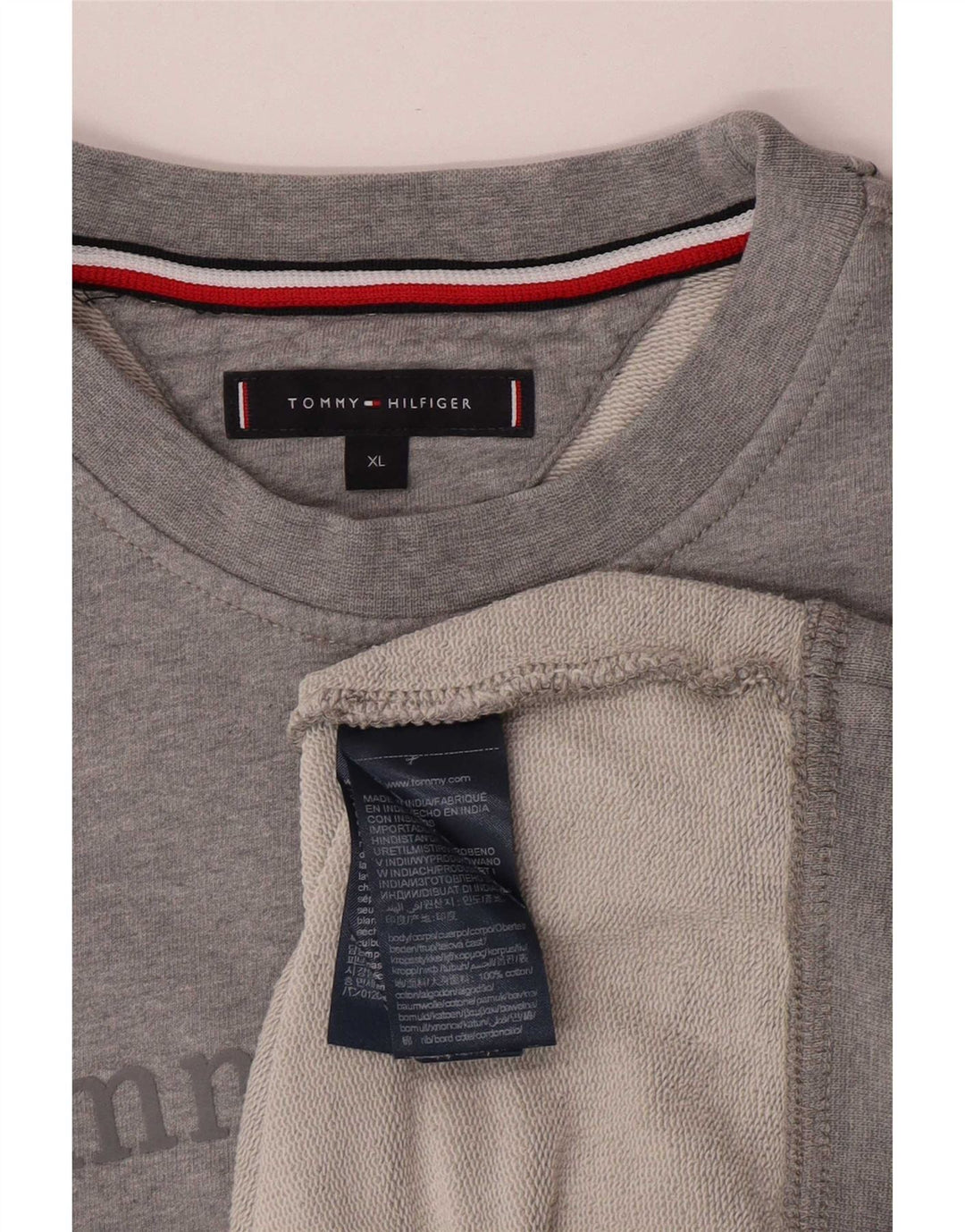 Tommy Hilfiger Mens Graphic Sweatshirt Jumper XL Grey Cotton