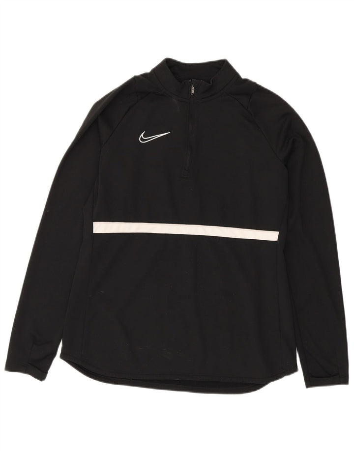 Nike Womens Dri Fit Sweatshirt Jumper UK 14 Medium Black Colourblock