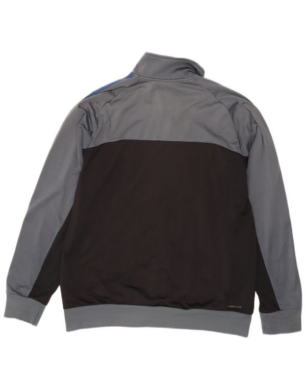 Adidas Mens Tracksuit Top Jacket UK 44/46 Large Grey Colourblock Polyester