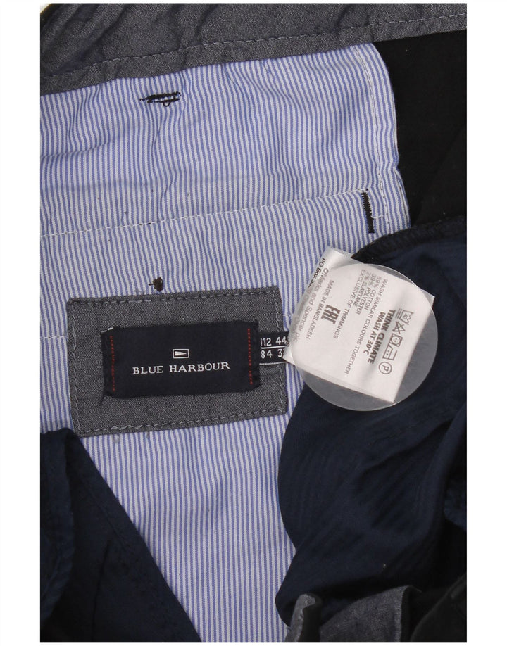 Marks & Spencer Mens Blue Harbour Chino Trousers W44 L33 Black Cotton