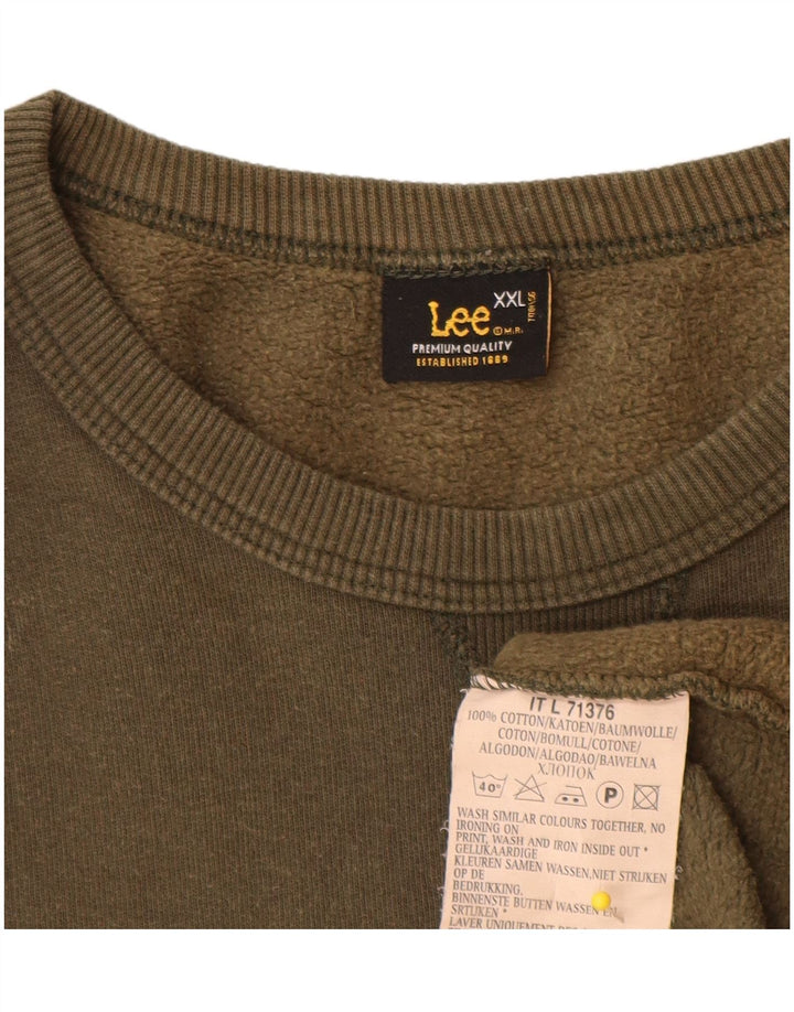 Lee Mens Graphic Sweatshirt Jumper 2XL Khaki Cotton