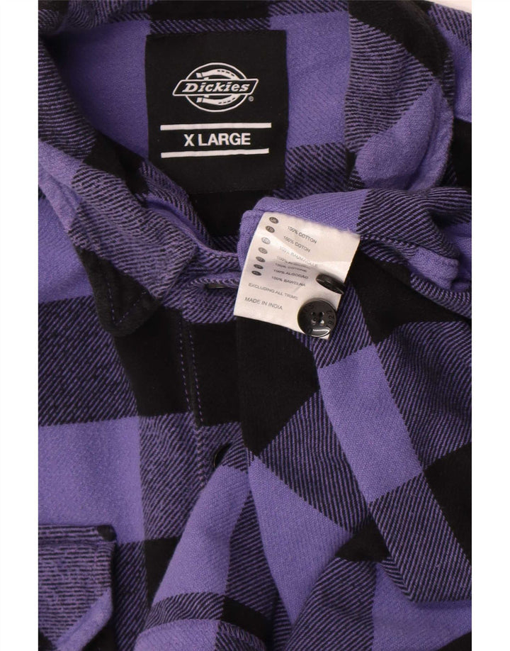 Dickies Mens Flannel Shirt XL Purple Check Cotton