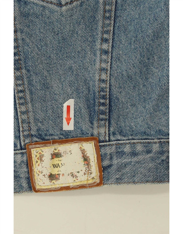 Wampum Womens Crop Denim Jacket UK 16 Large Blue Cotton